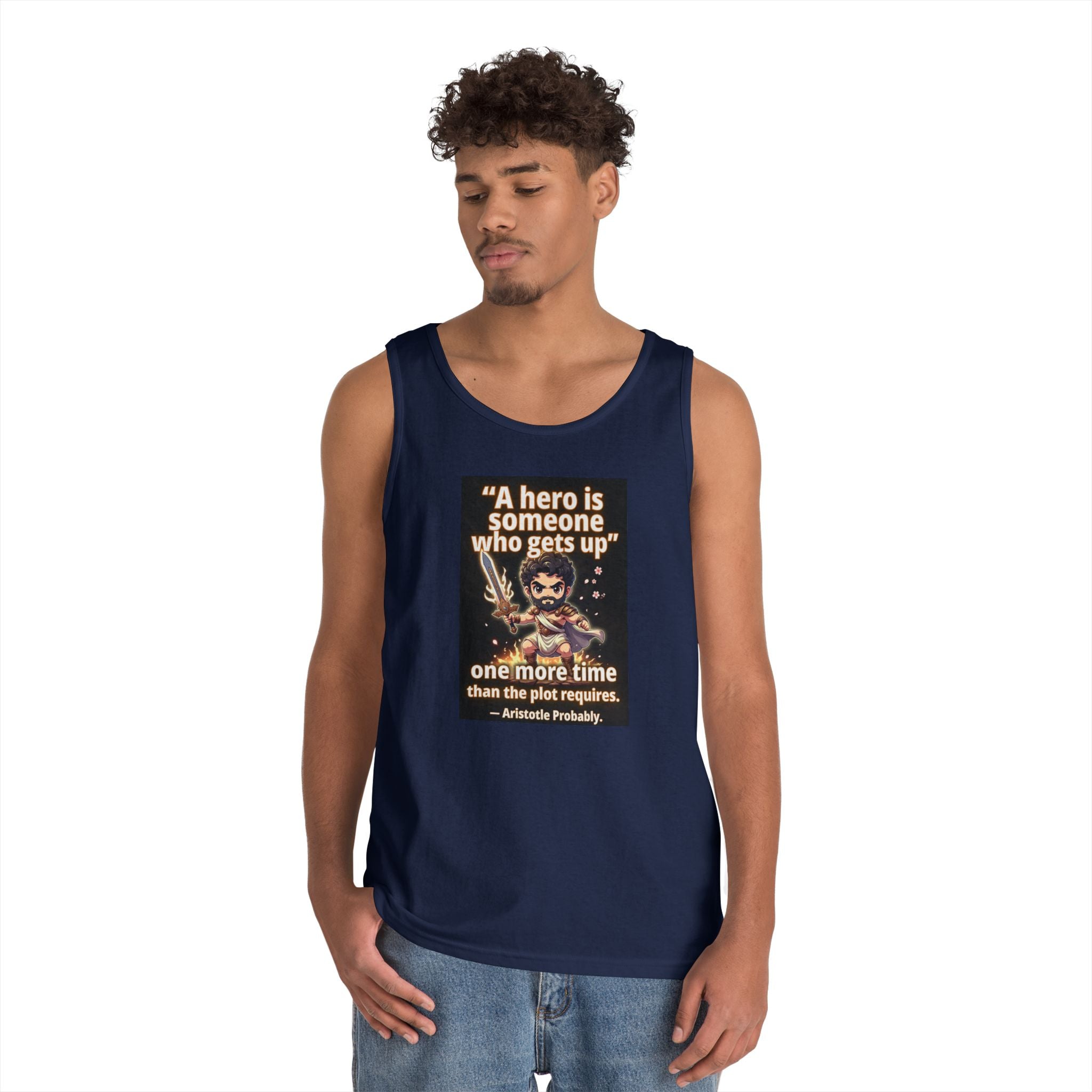 Hero Quote Tank Top — "A hero is someone who gets up" Inspirational Graphic Tank