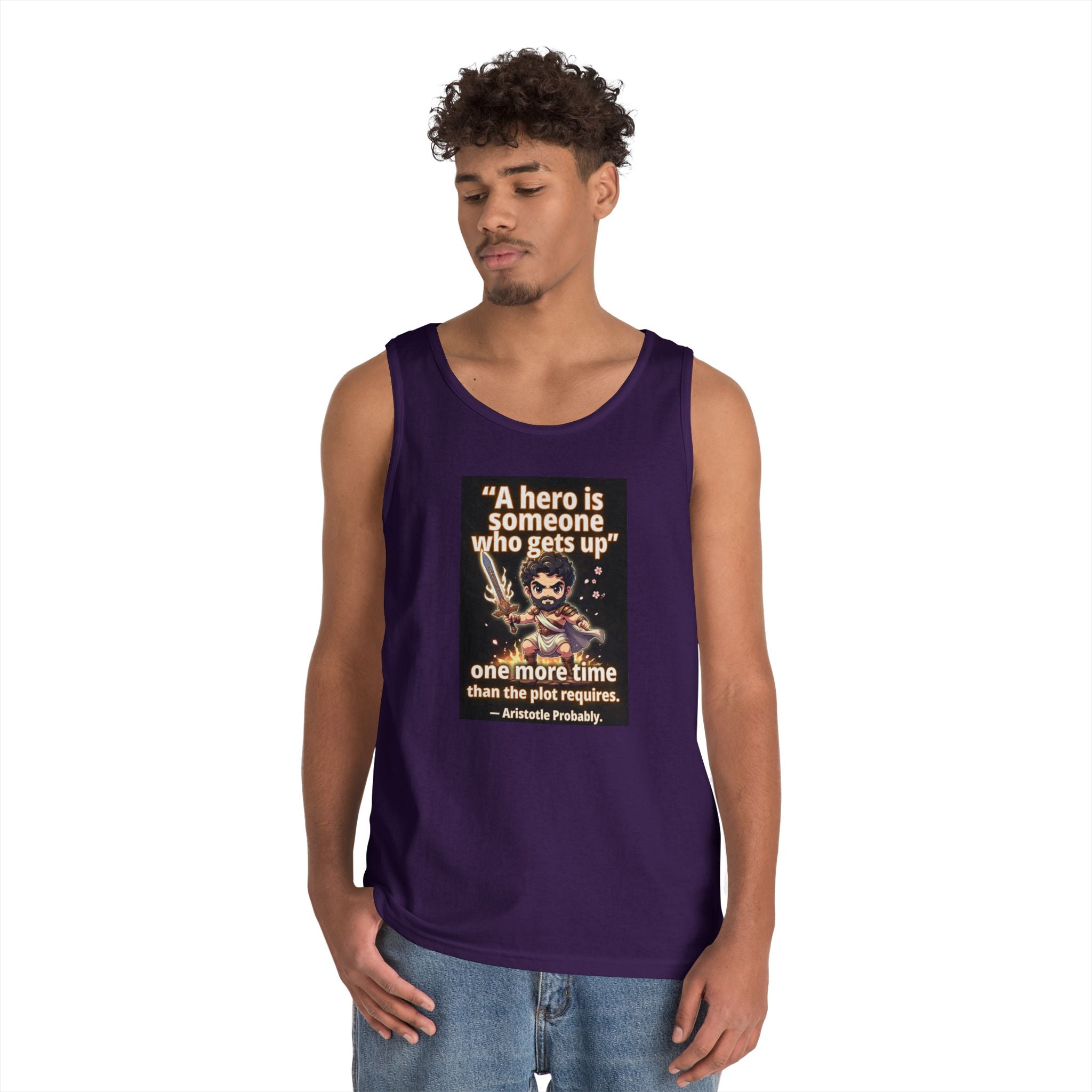 Hero Quote Tank Top — "A hero is someone who gets up" Inspirational Graphic Tank