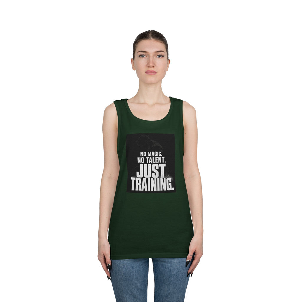 Training Tank Top — "No Magic. No Talent. Just Training." Motivational Gym Tank