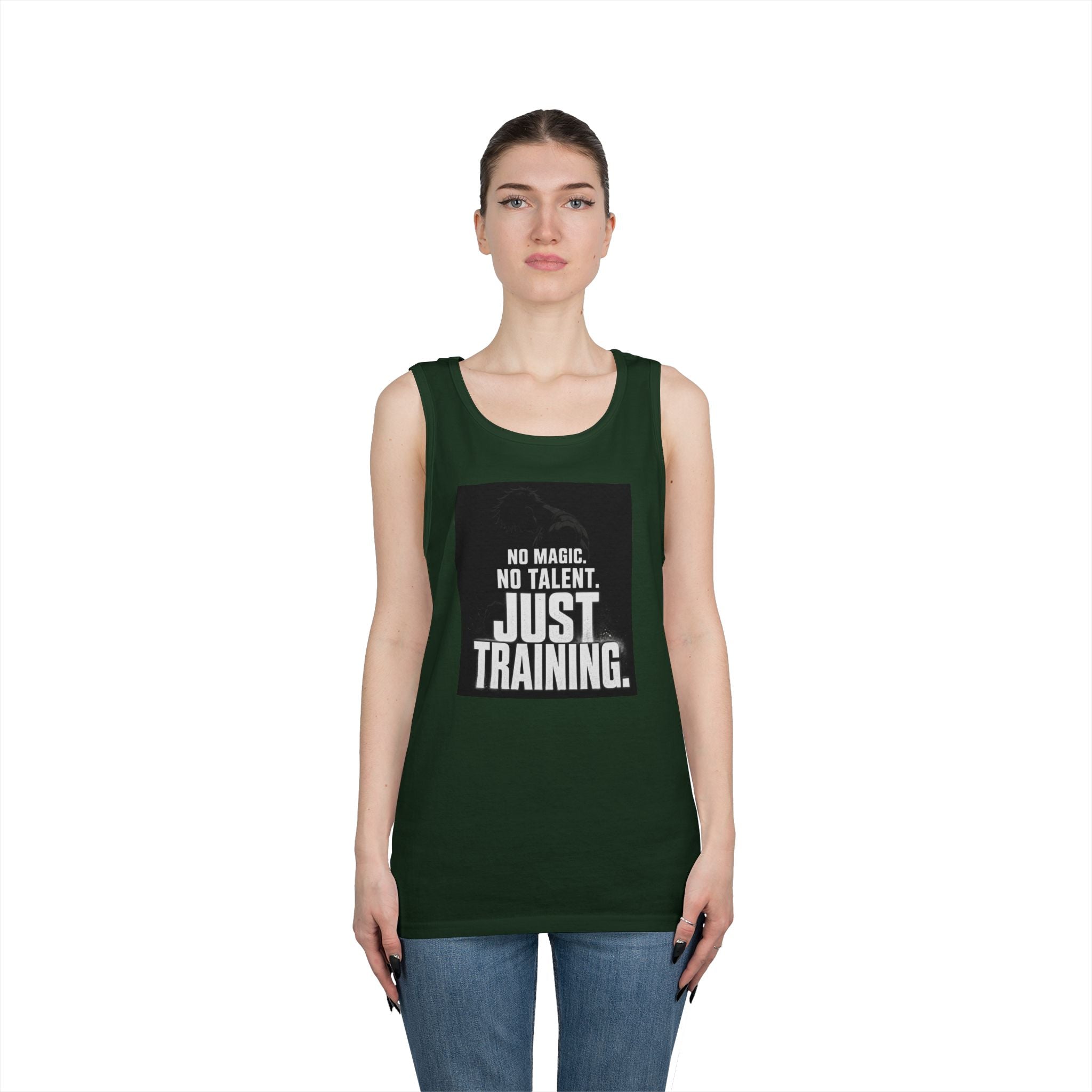 Training Tank Top — "No Magic. No Talent. Just Training." Motivational Gym Tank