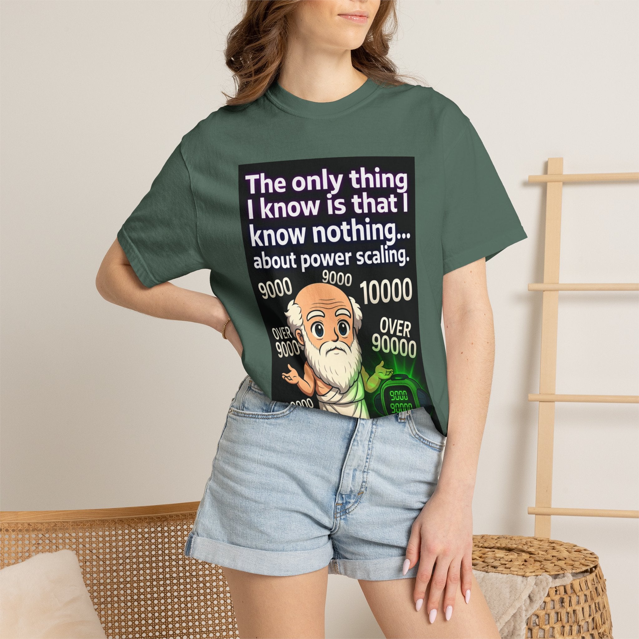 T‑Shirt — "The only thing I know is that I know nothing... about power scaling" Socrates Meme Tee