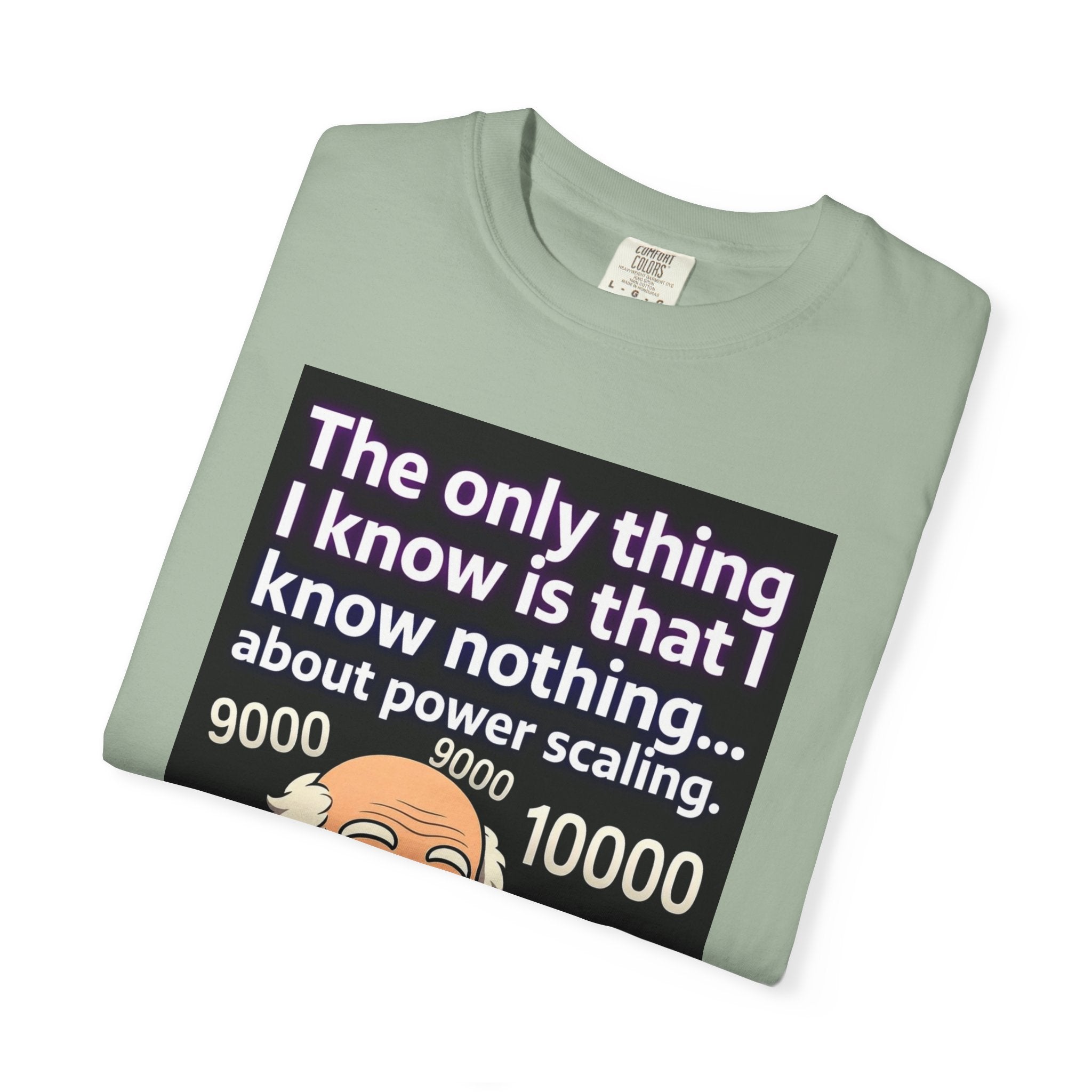 T‑Shirt — "The only thing I know is that I know nothing... about power scaling" Socrates Meme Tee