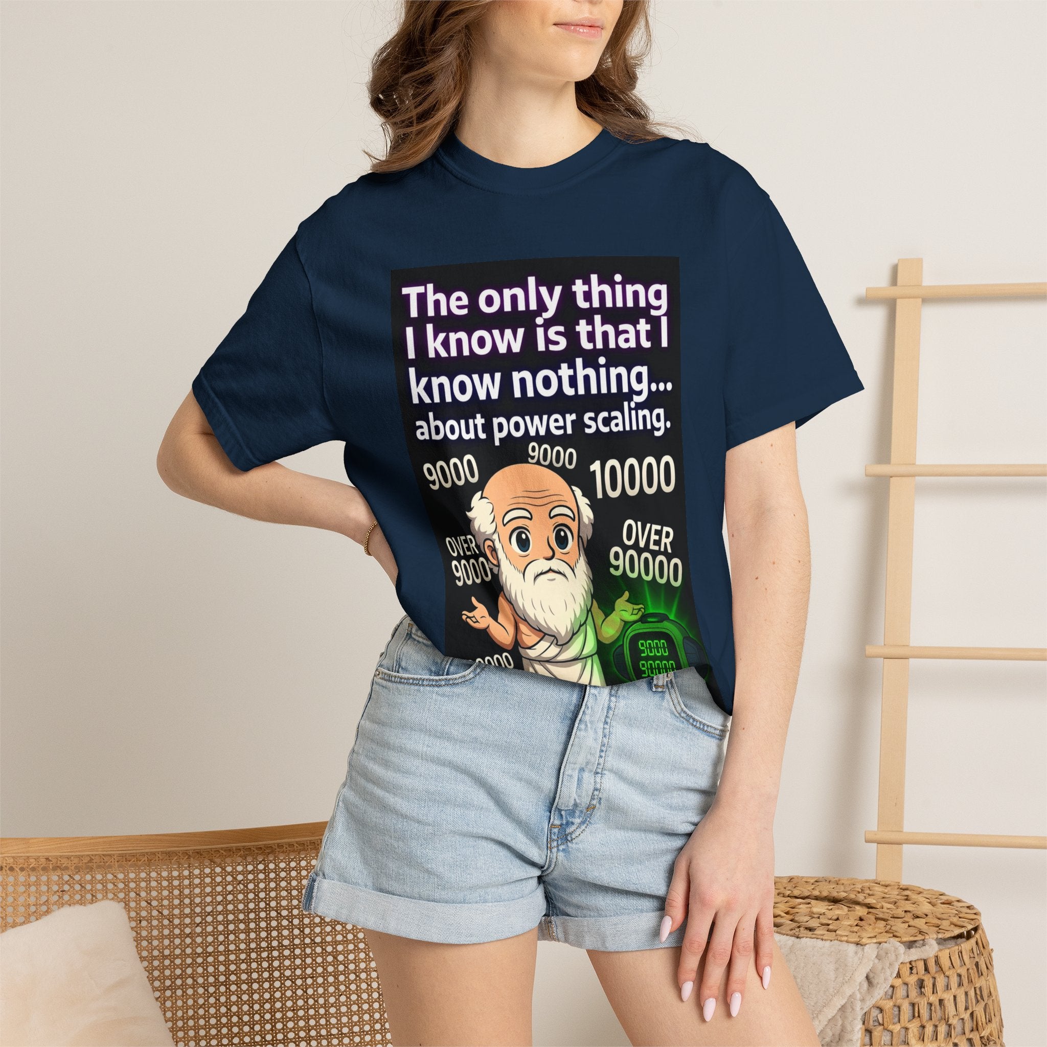 T‑Shirt — "The only thing I know is that I know nothing... about power scaling" Socrates Meme Tee