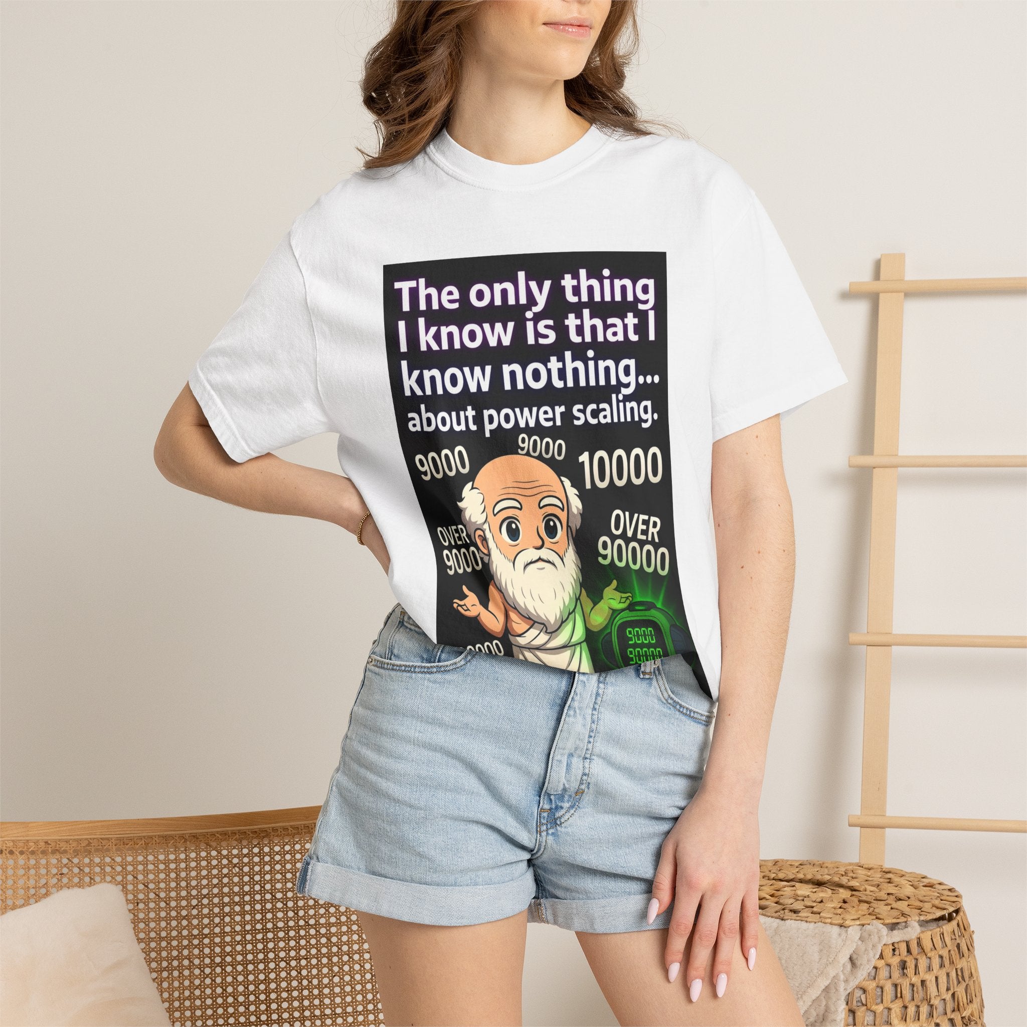 T‑Shirt — "The only thing I know is that I know nothing... about power scaling" Socrates Meme Tee