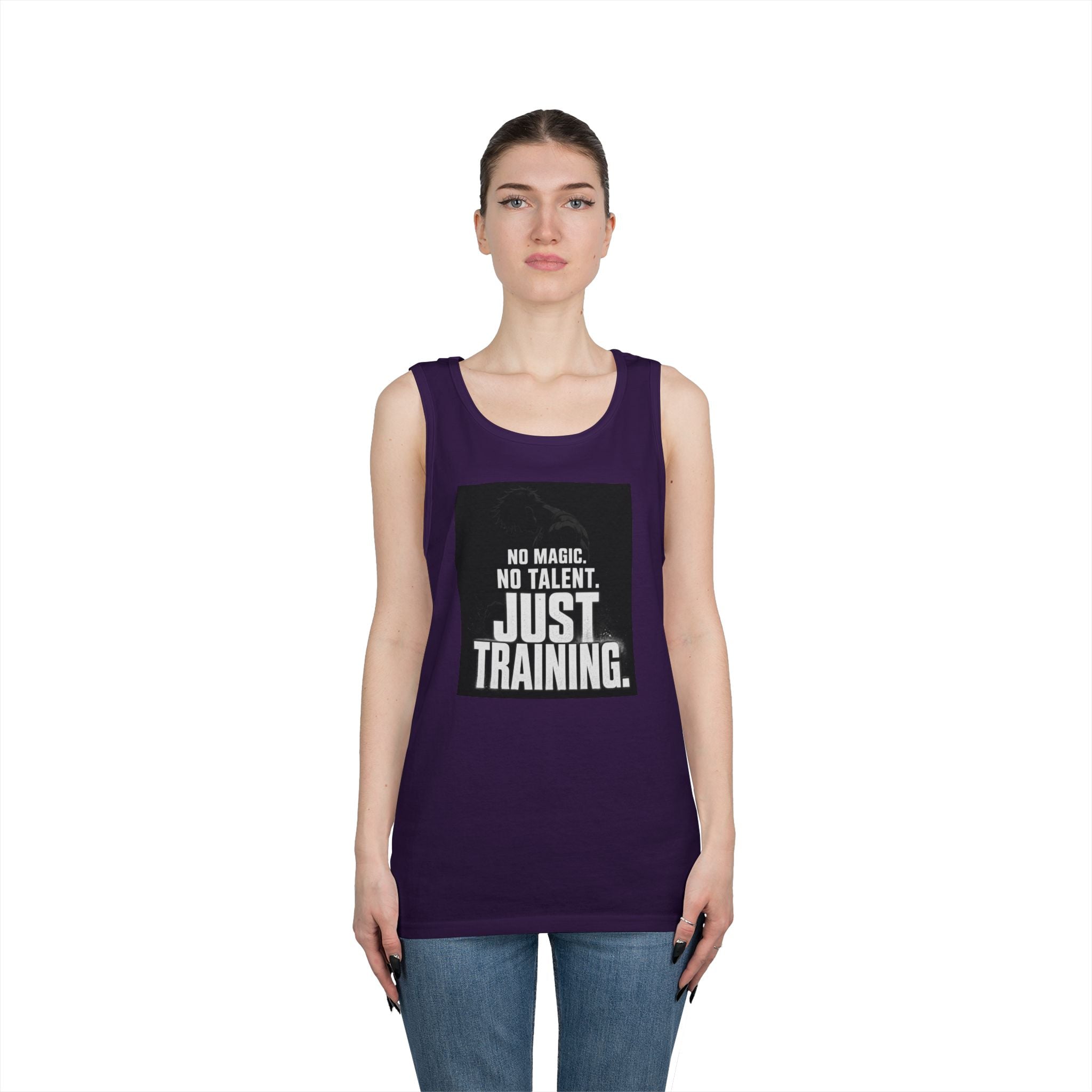 Training Tank Top — "No Magic. No Talent. Just Training." Motivational Gym Tank