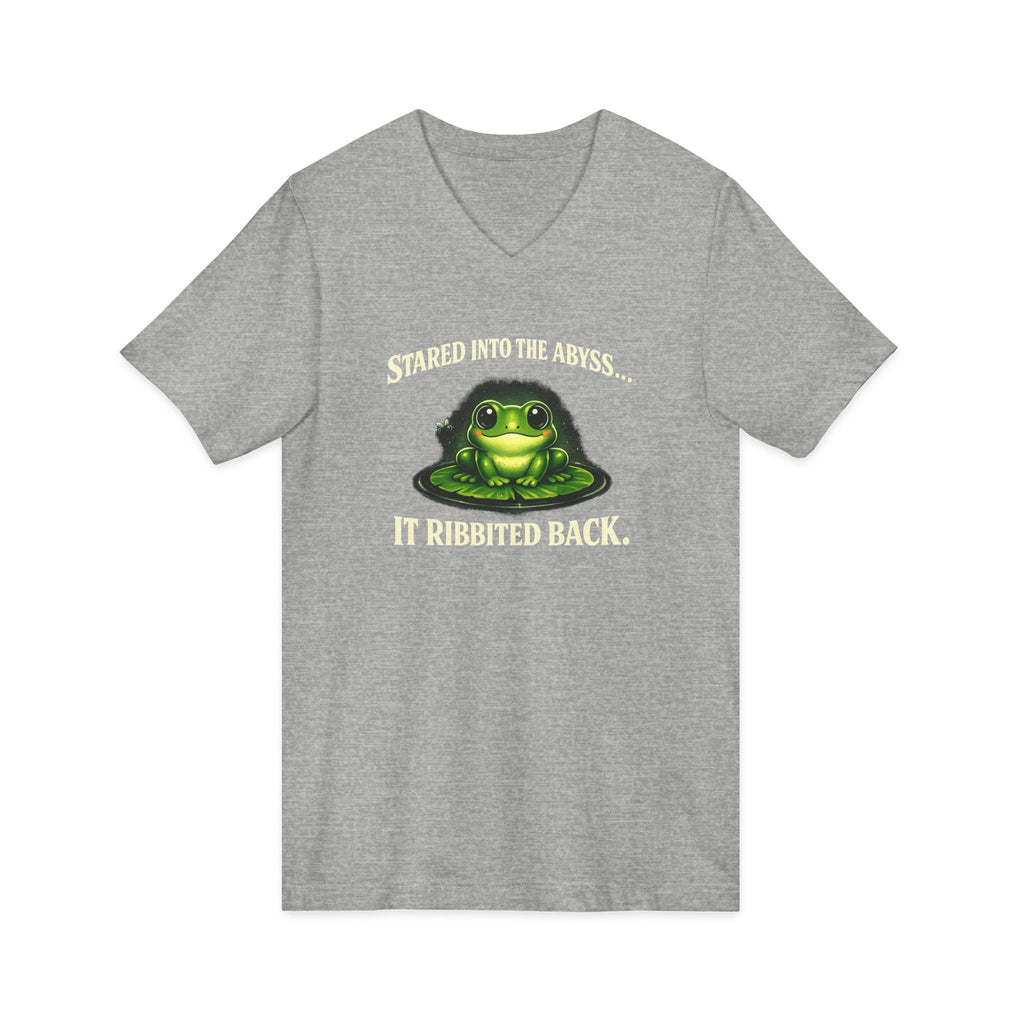 Frog Meditation V-Neck Tee – "Be Still and Know" Relaxing Frog Graphic Shirt